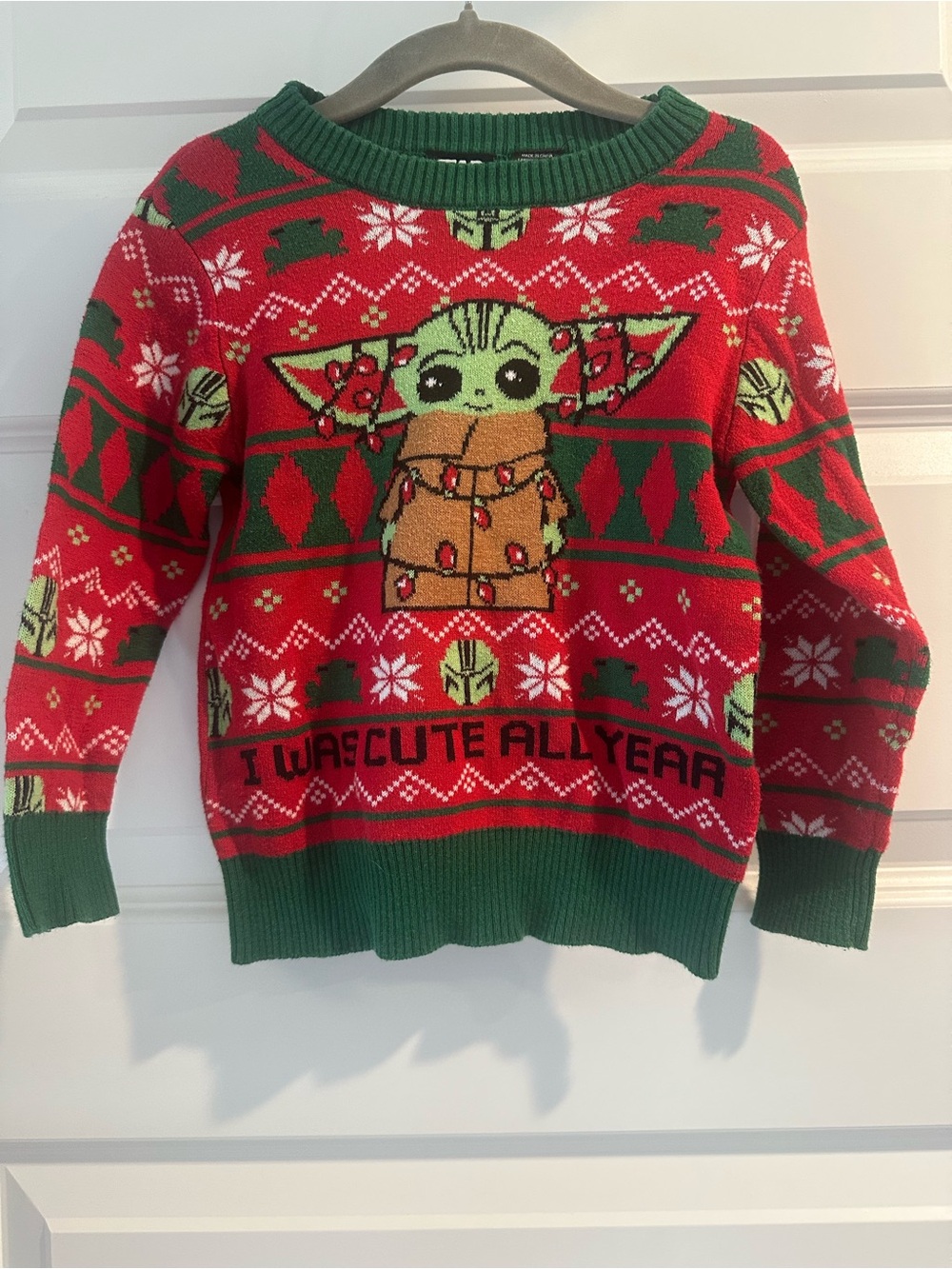 Star Wars Grogu Baby Yoda Christmas Holiday Sweater Toddler 2T - EUC